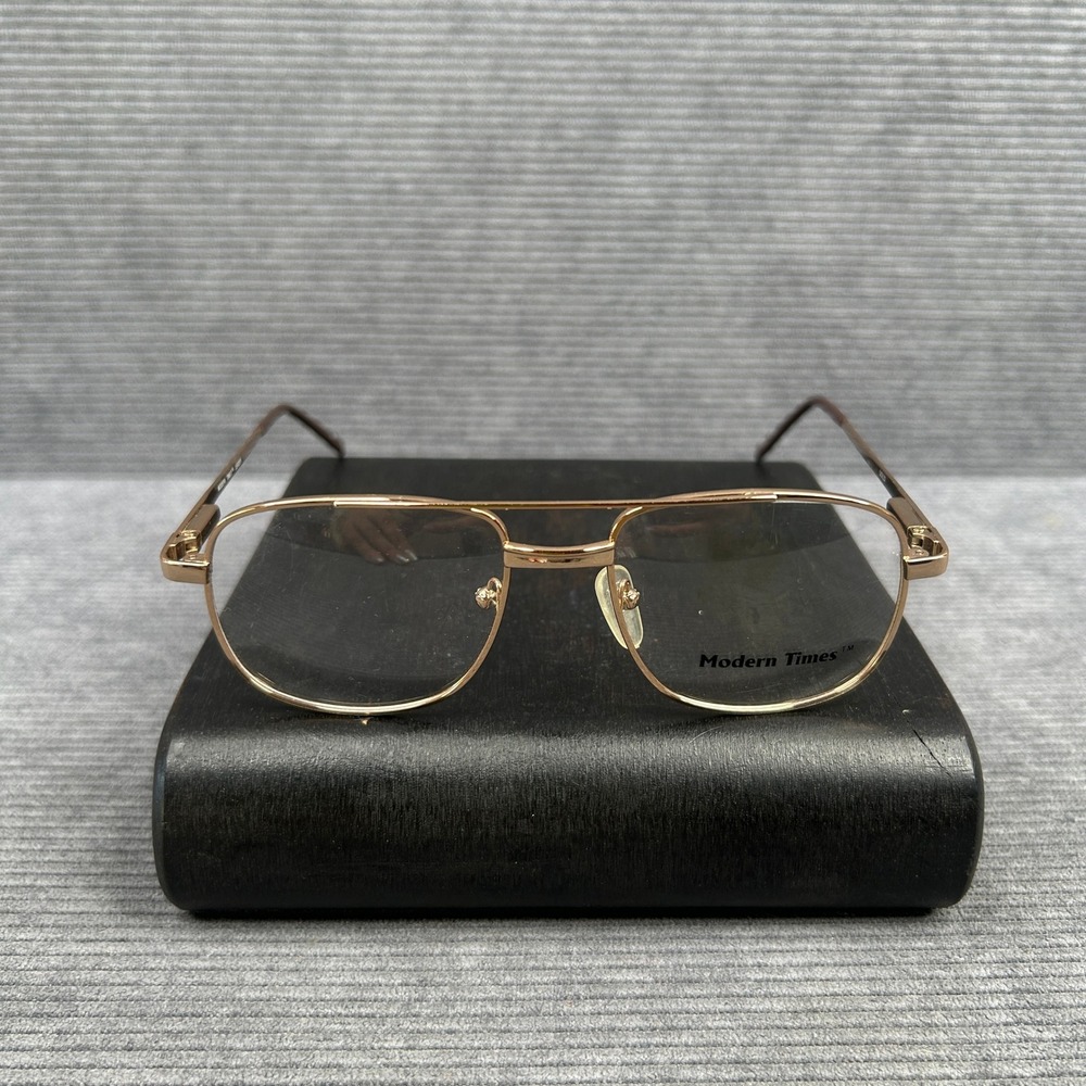 Modern Times Leader Aviator Y2k Eyeglasses Gold Tone Double Bridge Frames